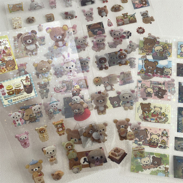 

Steve 5pcs Set Transparent Glitter Stars Cute Bear Sticker Phone Case Notebook Decorative Stickers