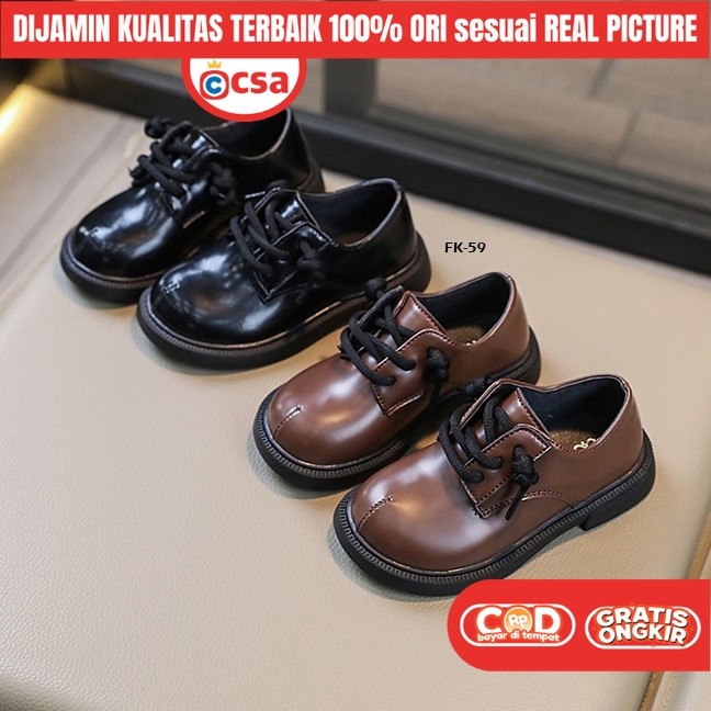 Sepatu Boot Pantofel Anak Perempuan Laki Laki Tali Two Tone Slip On Umur TK SD SMP F2023-2