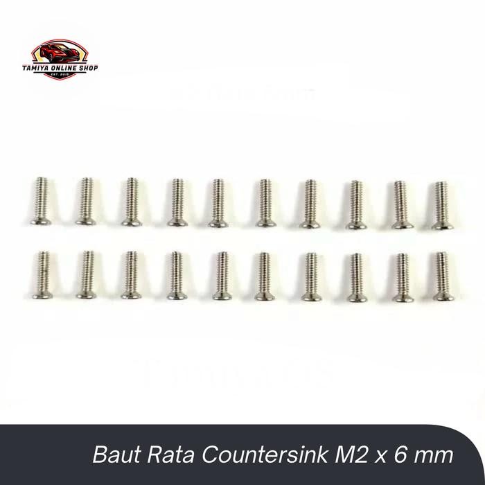 Rep Tamiya Baut Rata Countersink M2 x 6 mm Screw Baut Rata M2 x 6 mm - 20 pcs Baut Tamiya