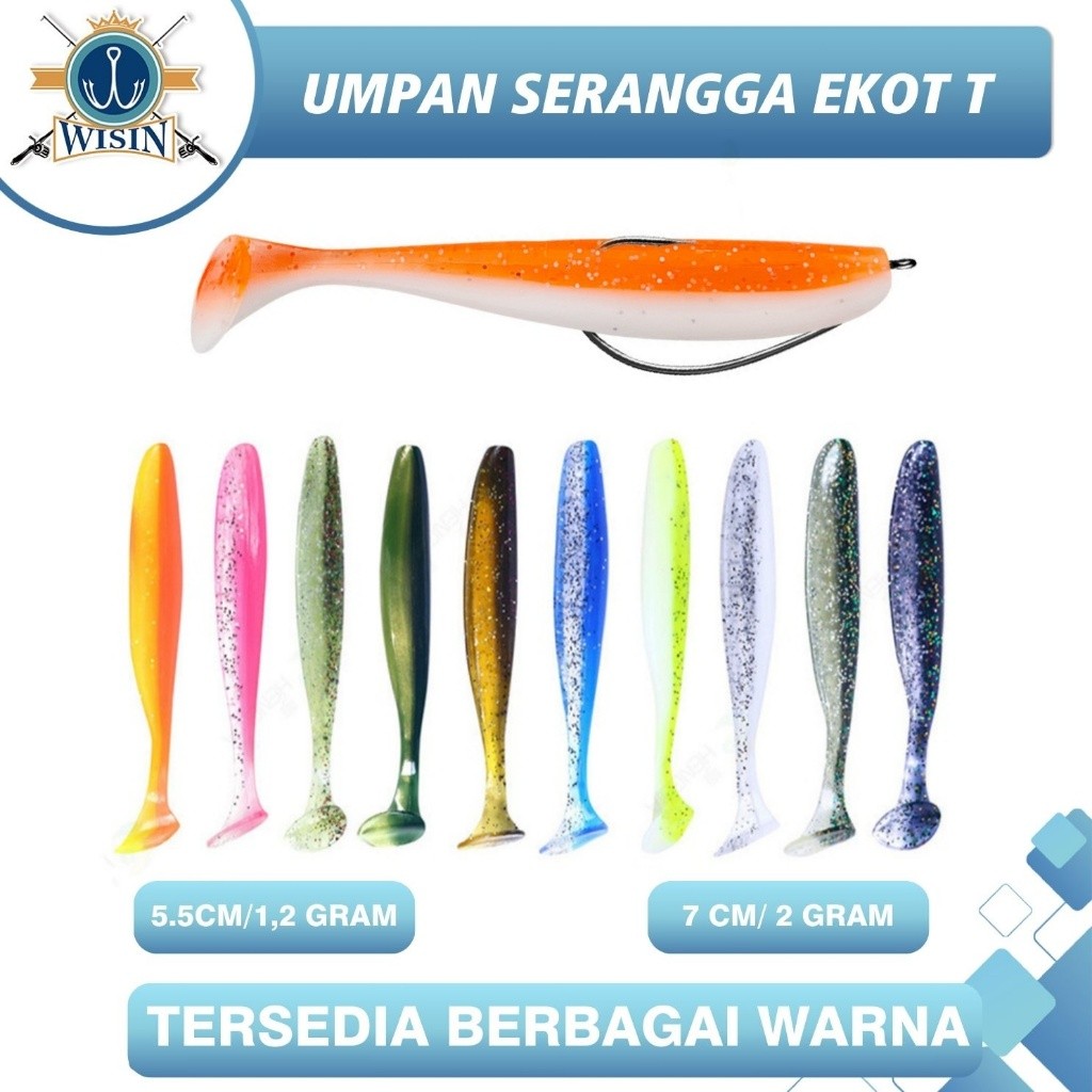 [PREMIUM ORIGINAL] WISIN SOFT LURE 5.5cm/1.2g-7cm/2g + WORM HOOK #1 Umpan Pancing Casting Gabus Toma