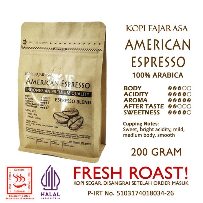 

Kopi Fajarasa American Espresso Biji Kopi Espresso Blend 200 gram - Biji Utuh