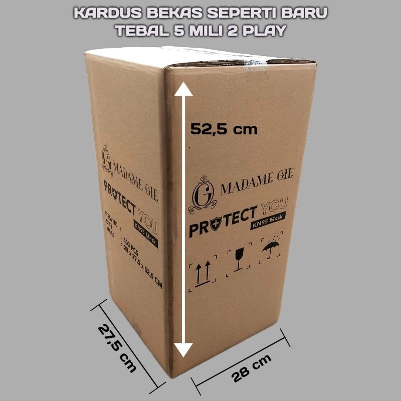 

KARDUS BEKAS 2 PLAY tebal 5-6 mili ukuran 52,5 x 28 x 27,5 cm dus bekas seperti baru box pindahan kardus penyimpanan kardus pakking online
