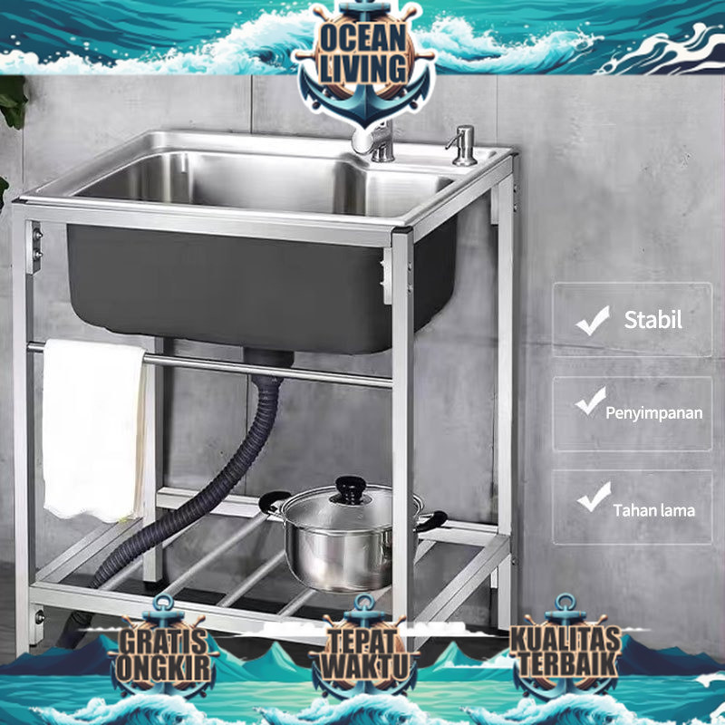 Stainless Steel 7540 meja cuci piring SUS 304 Bak  Kitchen sink Modern Kitchen Sink rak kompor dan w