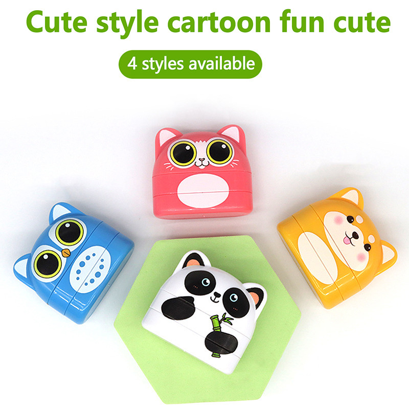

Children's Name Seal DIY Black White Ink Student's Stamp Clothes Sticker Cartoon Panda Image Stamp