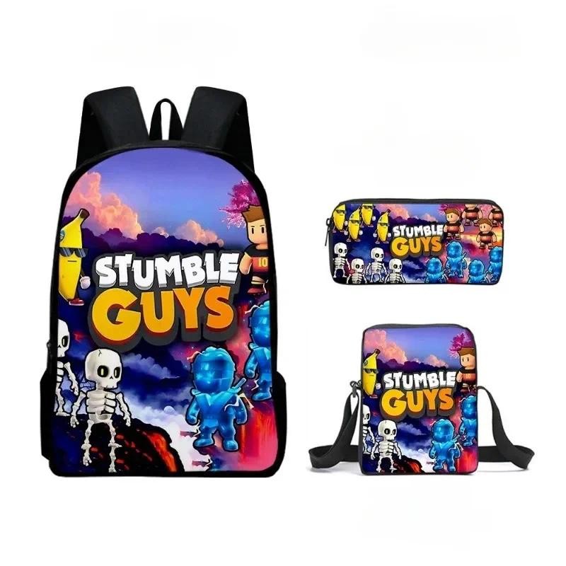 

Anime kawaii Cartoon Stumble Guys Crash Party School Bag Kids Backpack Pencil Bag Kawaii Cartoon School Bag Mochila