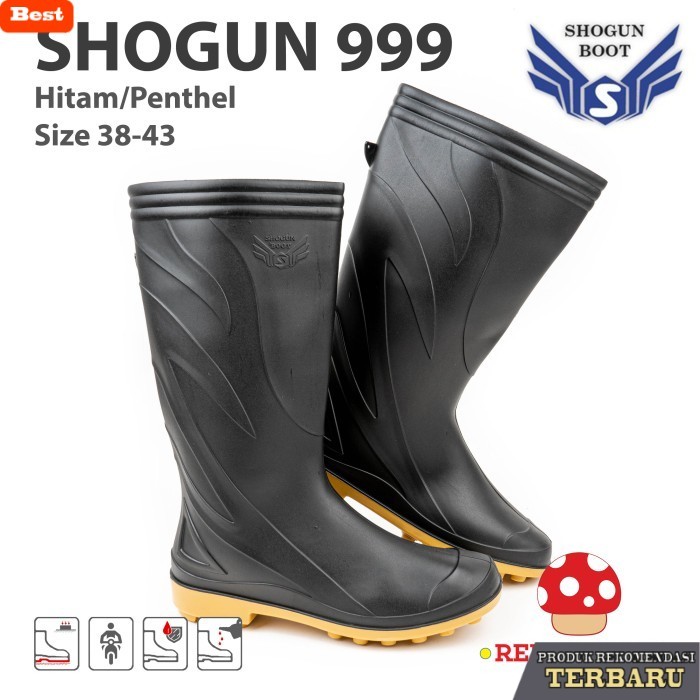 rekomendasi sepatu bola untuk kaki lebar Sepatu Boot Tinggi SHOGUN 999 Hitam Penthel Karet Boots Sol