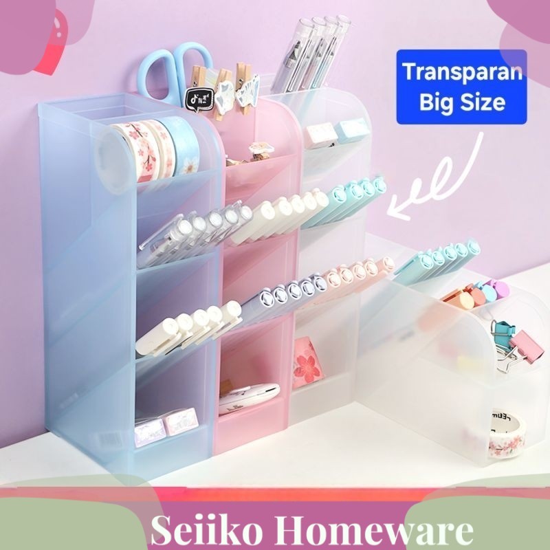 

(Seiko) ST5462 Rak pensil Transparan serbaguna 5 Sekat Pen Holder 5 Sekat Penyimpanan tempat alat tulis pensil kosmetik Pencil Holder