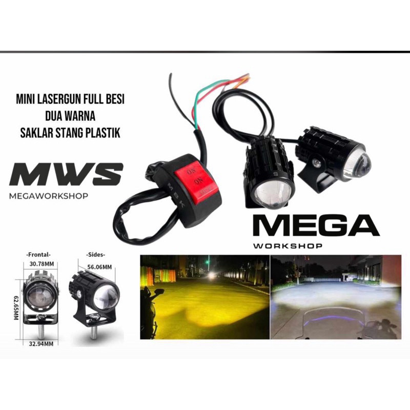 Lampu Tembak Laser Led Mini 2 Warna/Lampu Tembak Laser D2 Mini /Lampu Tembak Sorot Foglamp Mini d2 L