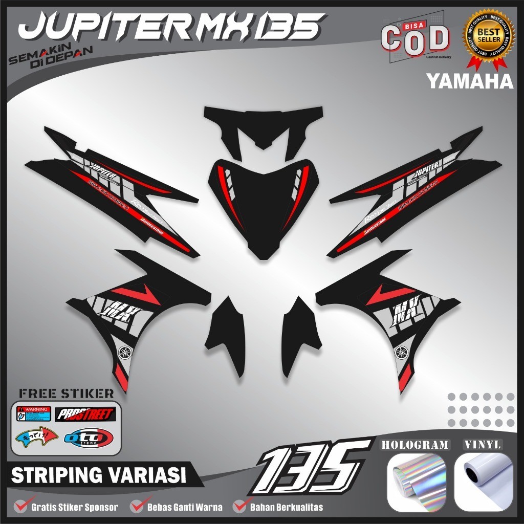 Striping Sticker Jupiter Mx 135 Variasi Bahan Hologram dan Vinyl Sticker Jupiter Mx 135 Cobra