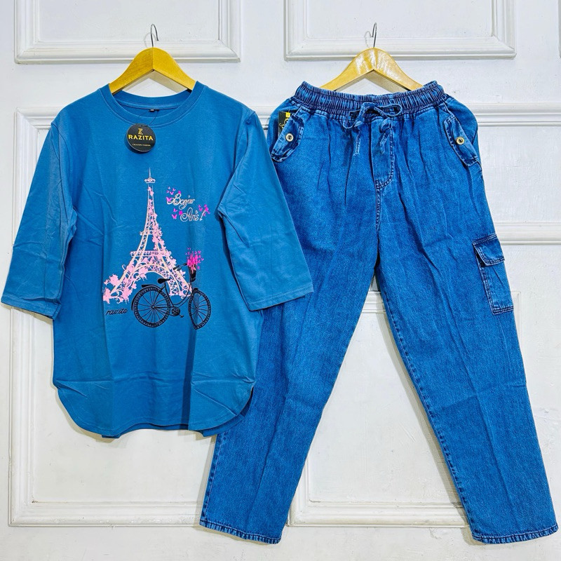 SW32Q SETCEL OVERSIZE COMBED SABLON PANTS JUMBO JEANS WASH CARGO, ONESET COMBET CELANA JEANS WANITA