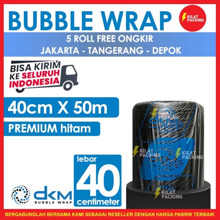 

Bubble Wrap 50m x 40cm BLACK (HITAM) premium delkomas