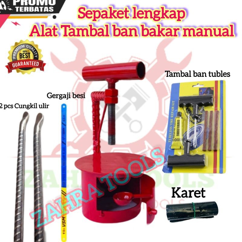 SEPAKET Alat Tambal Ban Bakar dan Tubeles Alat Tambal Ban Bakar Motor Lengkap Manual Mini cungkil be