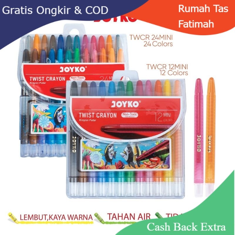 

Promo (Joyko Mini 12 warna) Krayon Putar Mini Twist Crayon Joyko TWCR By Rumah Tas Fatimah