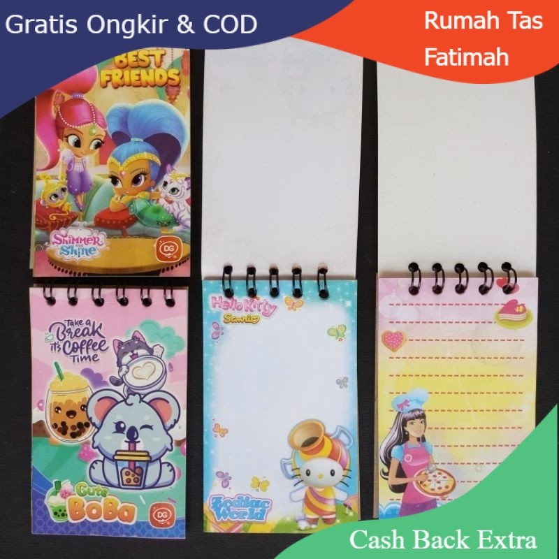 

Promo MEMO MINI SPIRAL KARAKTER KARTUN LUCU By Rumah Tas Fatimah
