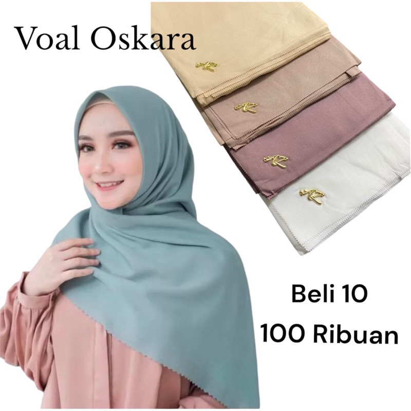 10 PCS SEGIEMPAT VOAL OSKARA AZARA | JILBAB VOAL PAKET ISI 10 PCS | Butik Monalisa