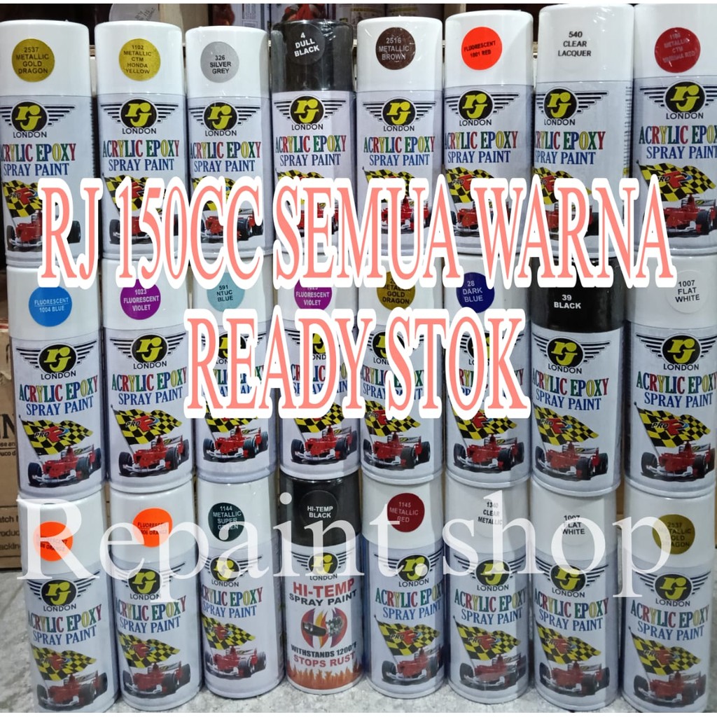 B. cat spray Pilok RJ hijau putih biru pink pernis perunggu oren abu grey gold metalik ungu coklat d