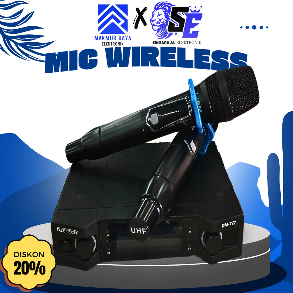 DASTECH DM-777 Microphone Wireless Digital 2 Mic Koper Original