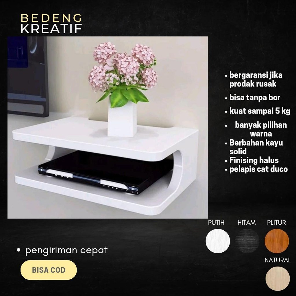 Rak Resiver setop box tv,rak router wifi kuat kokoh bahan kayu