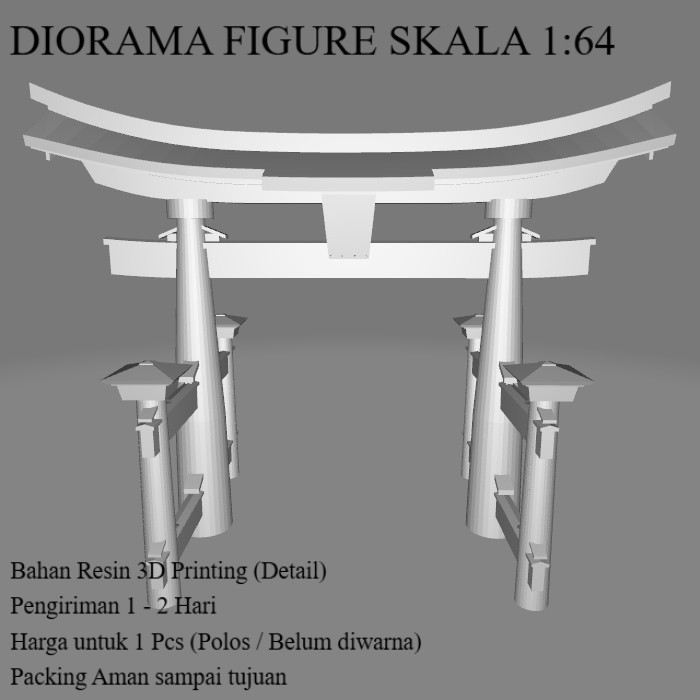 Diorama Miniatur  Gerbang Jepang / Torii Gate  Model 3  Skala 1/64 Mini Figure Diecast