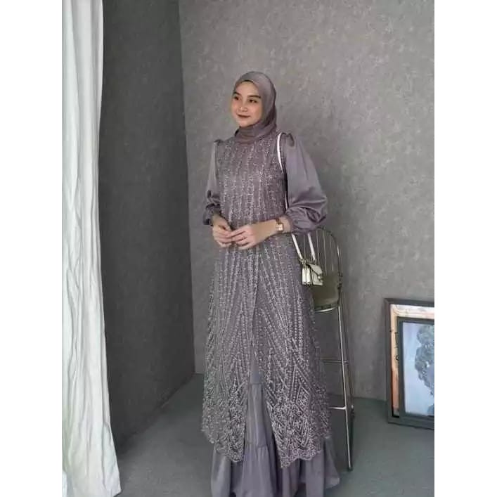 Olivia Dress Gamis Brookat 2024 Viral mewah Gamis Brukat Terlaris Baju Kondangan Dress mewah dan ter
