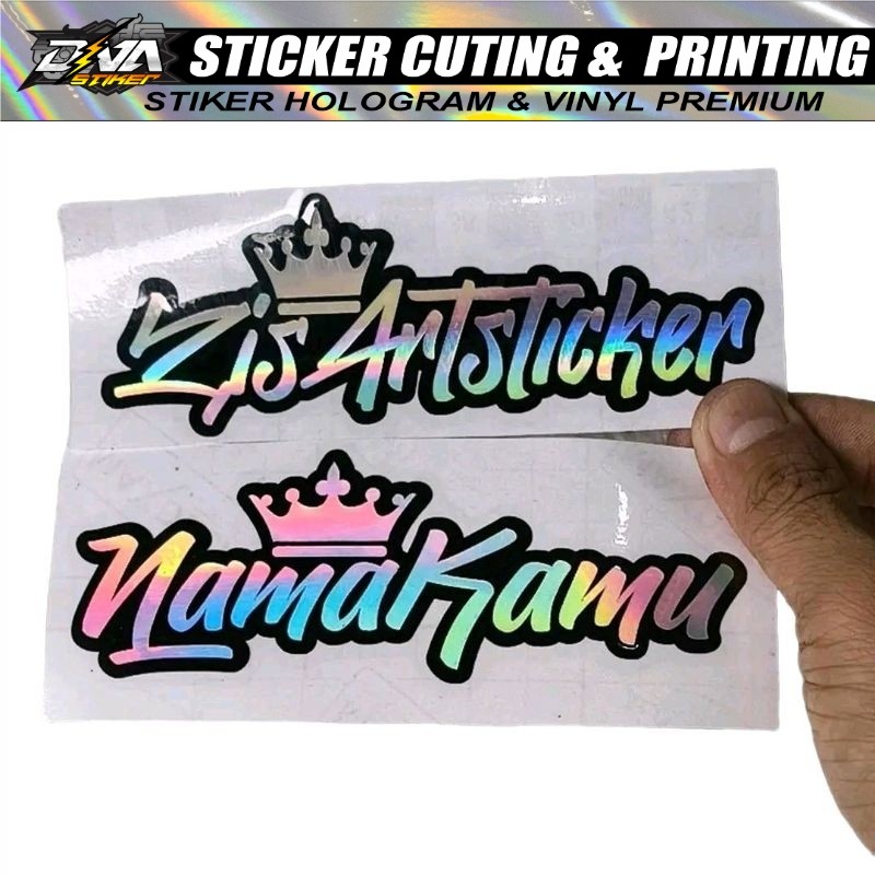 STIKER NAMA CUSTOM NAMA REQUEST HOLOGRAM NAMA MAHKOTA - STIKER MOTOR - STIKER MOBIL