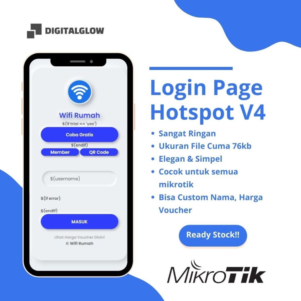 V4 Login Page Mikrotik Hotspot Elegan & Simpel - Sangat Ringan