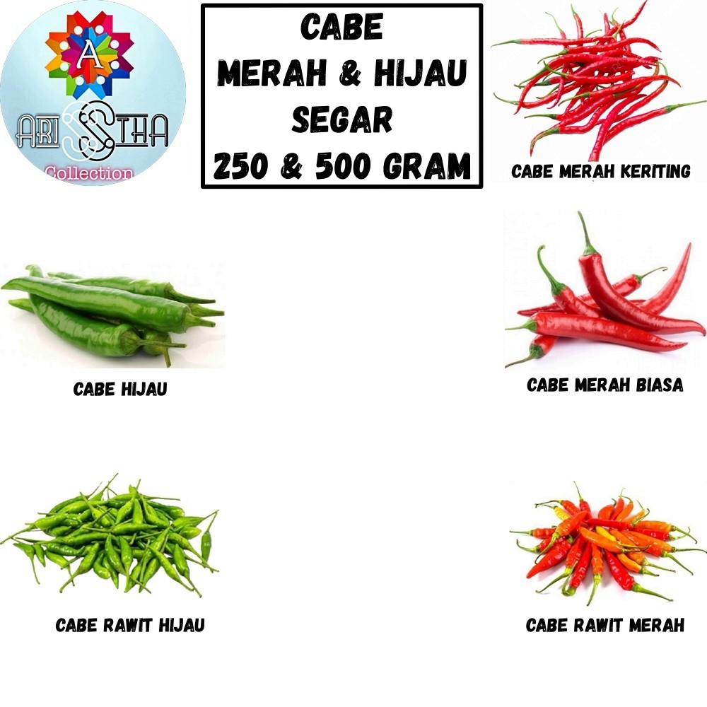 

Cabe Segar Merah dan Hijau Rawit 250, 500 Gram