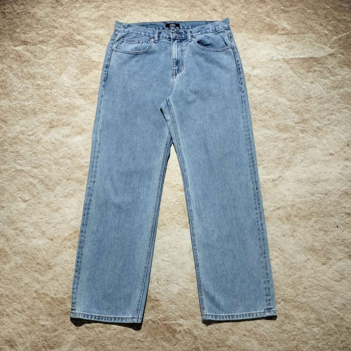 celana jeans panjang pria MUSINSA STANDART blue washed denim pants size 35