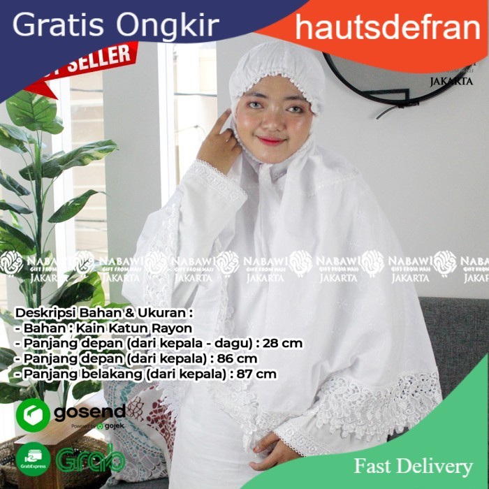 Jilbab Ihram Ihrom Putih Polos Rayon Jumbo/Jilbab Instan Katun hautsdefran