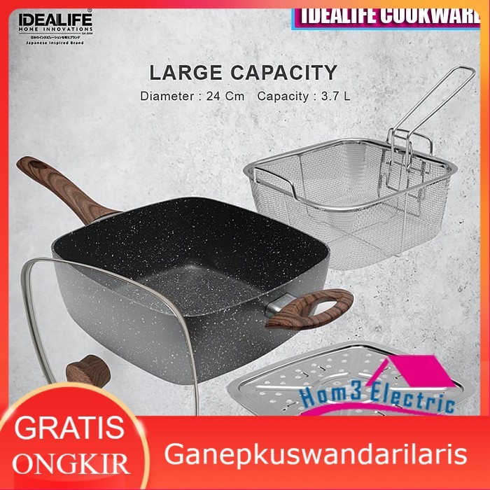 IDEALIFE - Multi Function Pan Cookware - Panci Serbaguna (24cm) - Ganepkuswandarilaris
