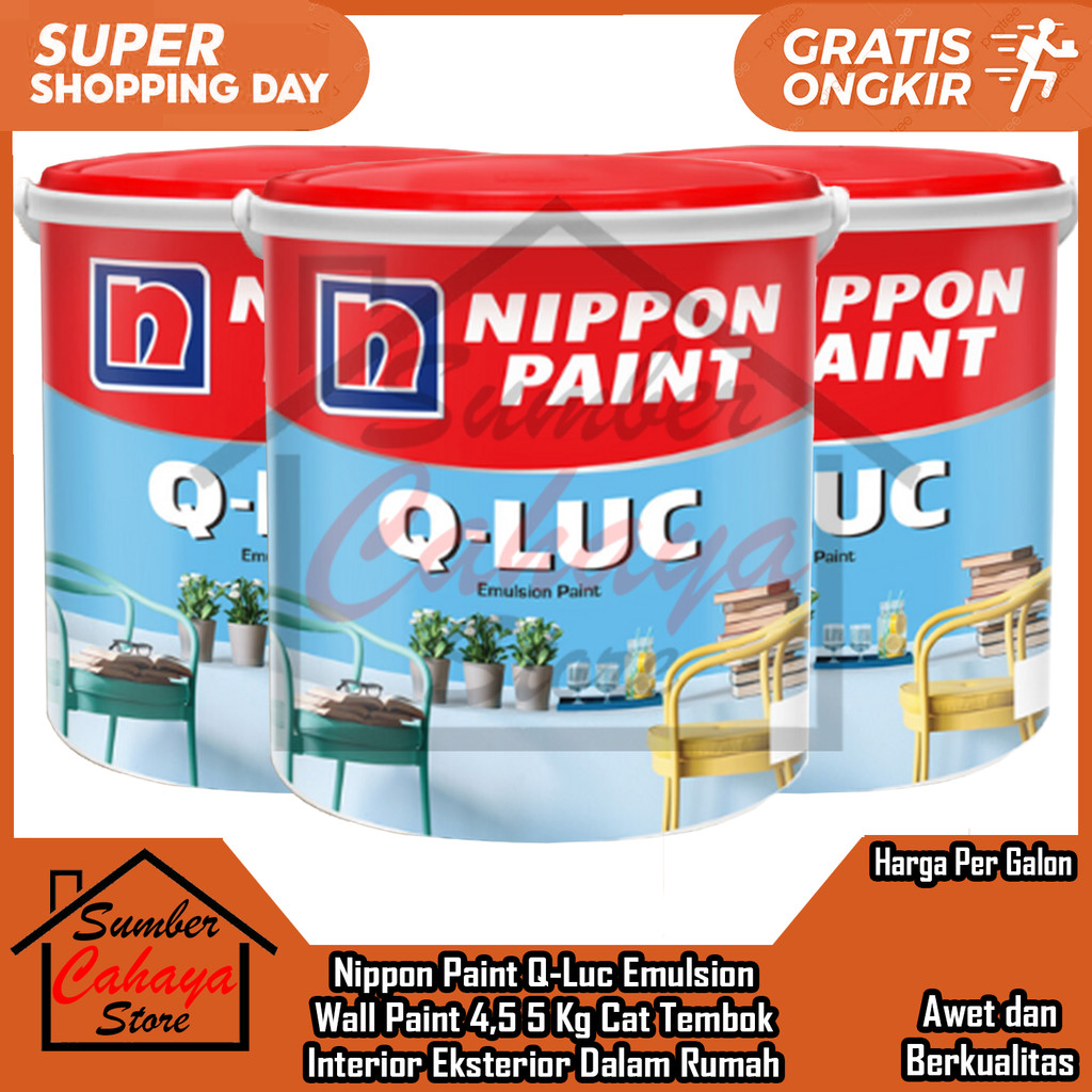 Nippon Paint Q-Luc Emulsion Paint Wall Paint Cat Tembok Nipon Qluc 4,5 Kg Dinding Interior Eksterior