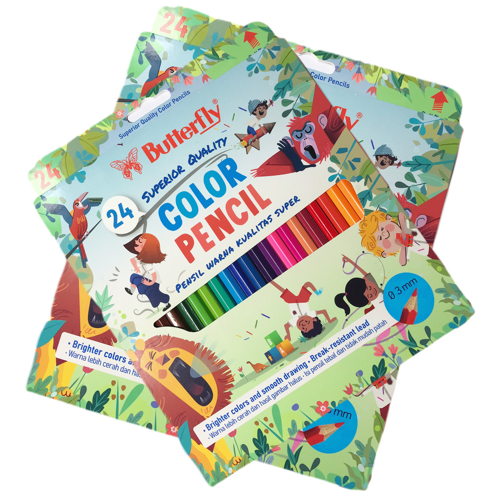 

Butterfly - Pensil Warna Premium 24 Warna Panjang - SET