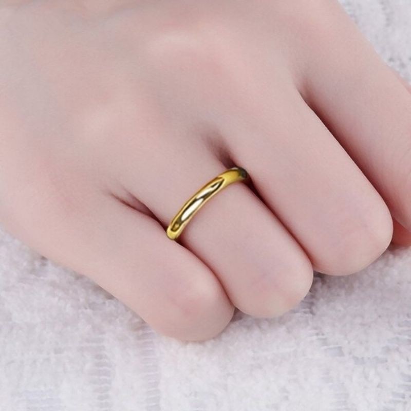 Cincin Titanium Lapis Warna Emas Anti Karat & Luntur || Cincin Tunangan || Cincin Nikah || Cincin Co