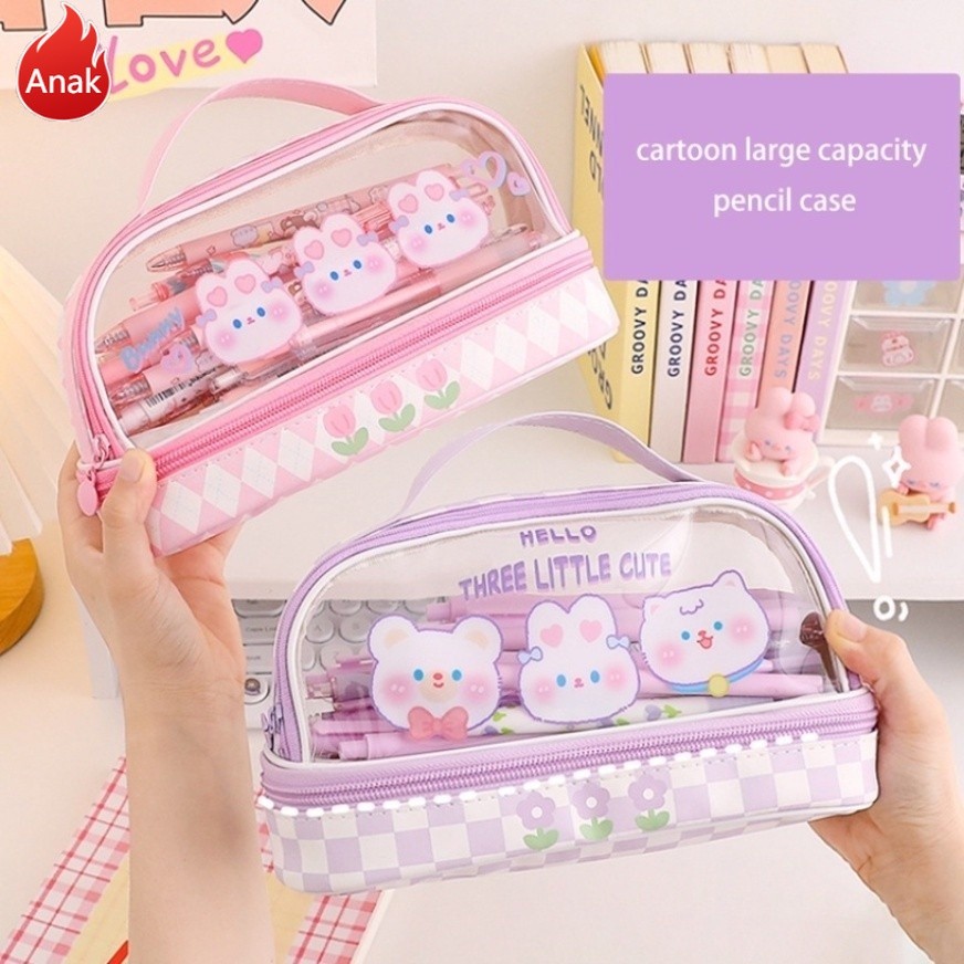 

Tempat Pensil Kapasitas Besar Bahan PVC Untuk Sekolah（Dapat menampung 70 pulpen） -Anak-Anak