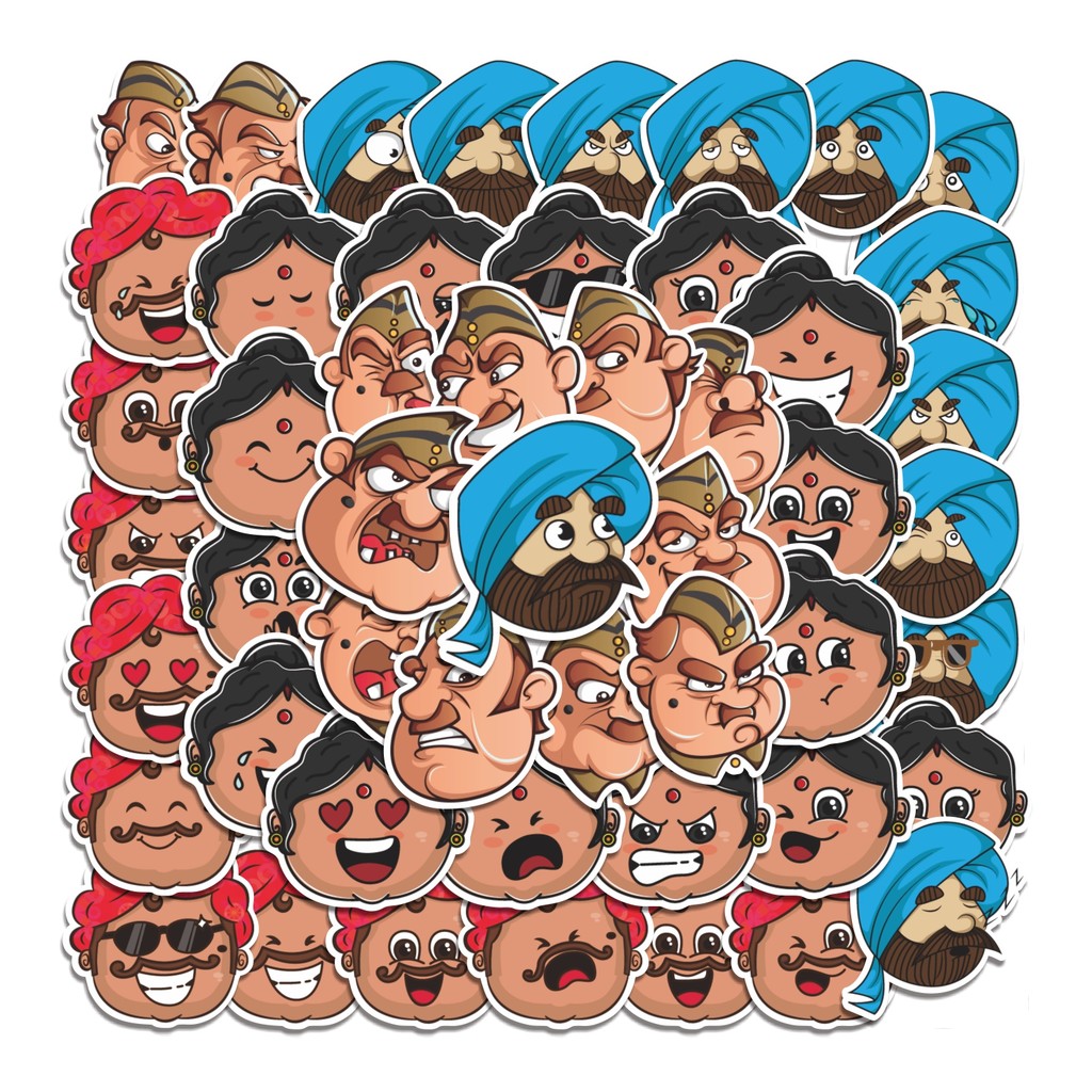 

COD 50 Pcs Stiker Indian Festive Face Lucu Anti Air Untuk Dekorasi Notebook Sepeda Skateboard Handphone