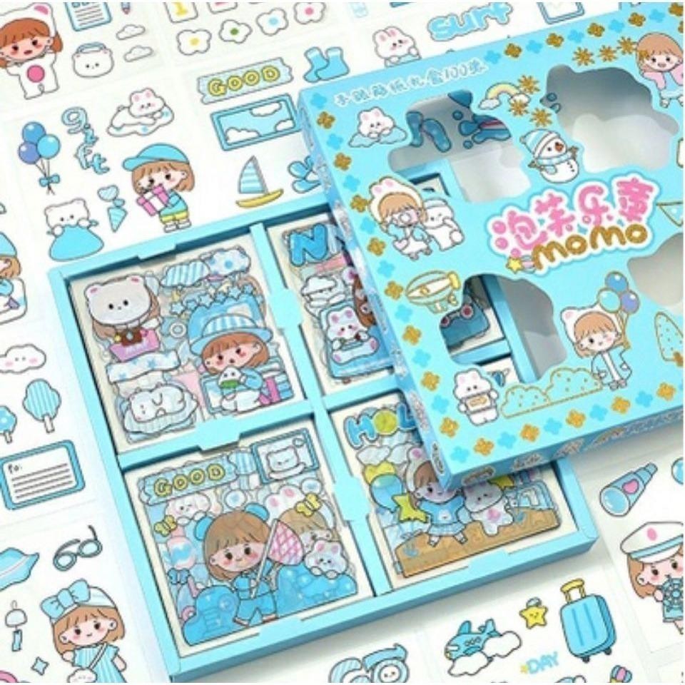

[MP] Sticker Momo 1 Pack isi 100 Lembar pcs box motif kartun korea lucu anti air dekorasi DIY