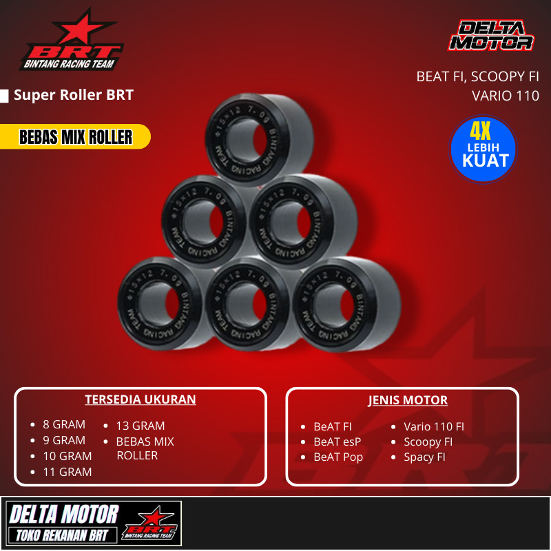 G2O - ROLLER BRT BLACK DIAMOND 8 9 10 11 13 GRAM BEAT FI ESP BEAT POP BEAT STREET VARIO 110 FI SCOOP