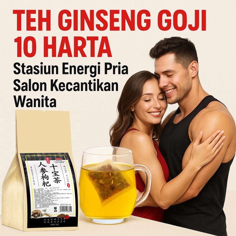 

️Beli 1 gratis 2️Ginseng and Wolfberry Ten Treasures Tea/Liver and Kidney Health Tea/Teh Ginseng, Wolfberry, dan Sepuluh Harta Karun/Teh Celup Kesehatan Pria/Teh kesehatan pria//Liver Tea Teh Untuk Detox Racun Pada Liver