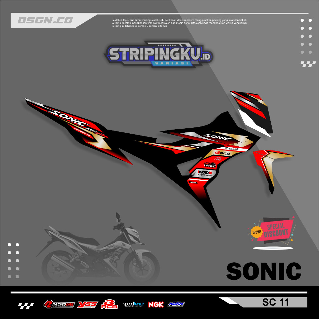 Striping Variasi Honda Sonic 150R / Sticker Honda Sonic variasi motif simple keren kode 11