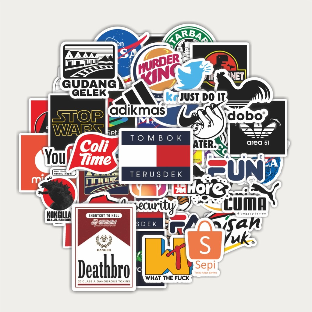 

[100PCS]Stiker Pack Stiker Random Logo Parodi Versi 3 Aesthetic Vinyl Anti Air Dekorasi Sticker Laptop Buku Journal Koper Helm Casing HP Gitar Helm Skateboard