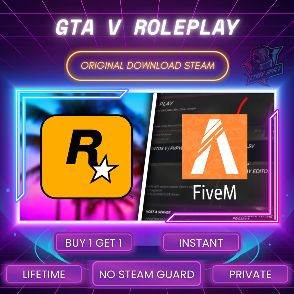 [BONUS 1 GAME] Grand Theft Auto V GTA V Roleplay Five M PC Original / Main Akun Sendiri / Bebas Antr