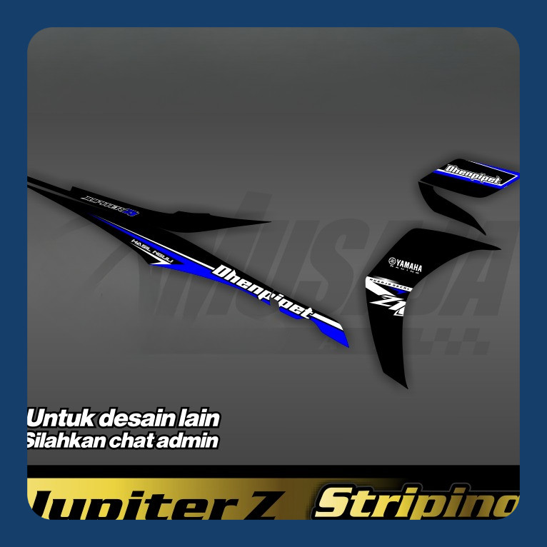 Stiker Striping Jupiter Z1 Biru Putih Premium Transparan UV Glossy Superglossy