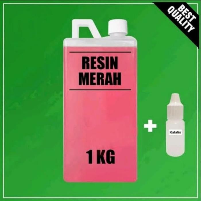 Resin merah 1 Kg + Katalis // Bahan Fiber // Resin Free Katalis