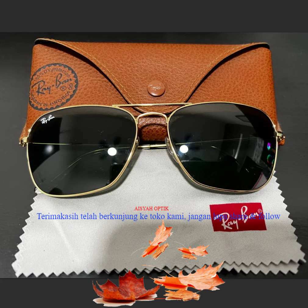 Kacamata Rayban CARAVAN RB3136 Gold Frame Lens Black