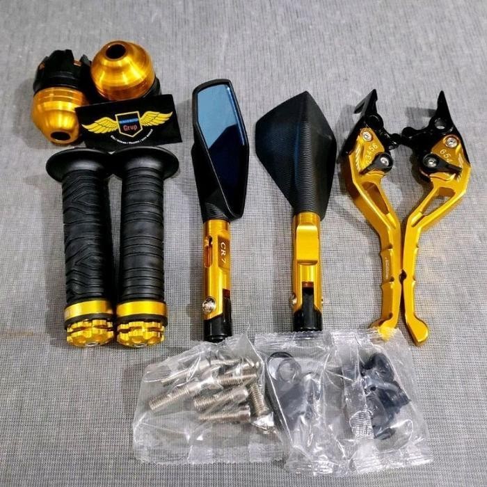 {Bisa COD} Paket Variasi 4 Item Spion Tomok V2+Jalu As Roda Depan+Handgrip Ring+Handle Setelan Cnc N