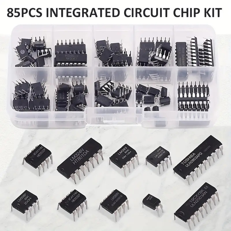 85PCS Integrated Circuit Chip Kit 10 Specifications IC-NE555 IC-LM324 IC-LM358 DIP Single Precision 