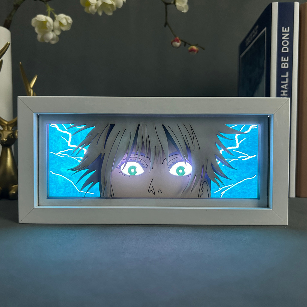 Lightbox Manga Nightlight 3d Papercut Desk Lamp Wood Jujutsu Kaisen Anime Light Box Satoru Gojo Eye 