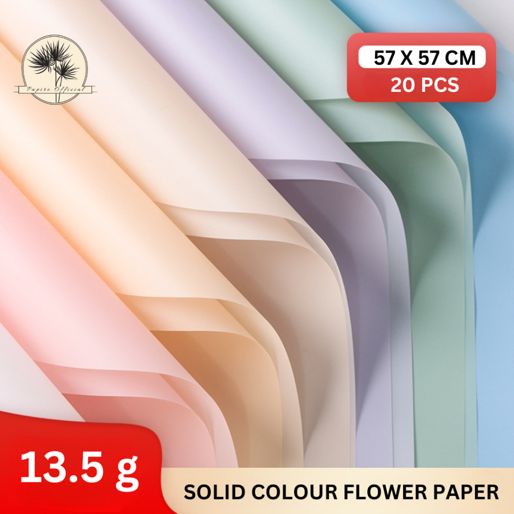 

PROMO!20 Pcs Papiro Kertas Buket Bunga Cellophane Flower Wrapping Paper Tipe Matte Warna SolidREADY