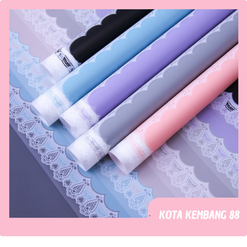 

PROMO!20 LEMBAR Flower Wrapping Paper Motif Renda Lace Border Cellophane Kertas Buket Bunga KB018READY