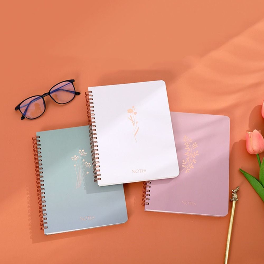 

Memo Notes Spiral Notebooks Floral Protect Eye Paper A5 Coil Notebook with Plastic Waterproof Cover Thickening Loose-leaf Book